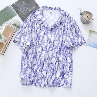 Short-sleeve Print Shirt Light Purple - One Size