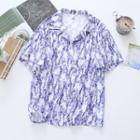 Short-sleeve Print Shirt Light Purple - One Size