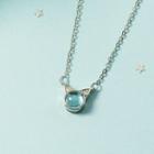 Cat Moonstone Pendant Alloy Necklace Silver - One Size