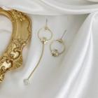 Non-matching Flower Hoop Drop Earring Yer075-1 - 1 Pair - Gold - One Size