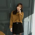 Slit-cuffed Brushed Fleece Lined Sweatshirt