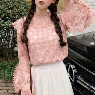 Set: Bell-sleeve Chiffon Top + Camisole