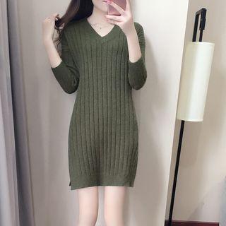 V-neck Rib Knit Tunic