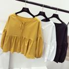 Loose-fit Front-tie Lantern-sleeve Top