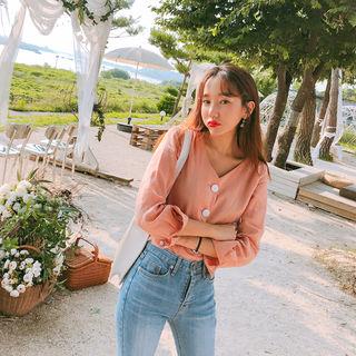 V-neck Long-sleeve Line Shirt