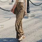 High-waist Leopard Printed Wide-leg Pants