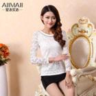 Long-sleeve Slim-fit Lace Top