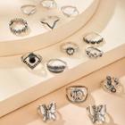 Set Of 14: Alloy Ring (assorted Designs) 14562 - Silver - One Size