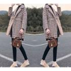 Houndstooth Button Wool Coat
