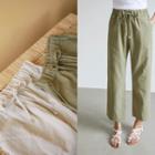 Drawstring-waist Cropped Linen Blend Pants