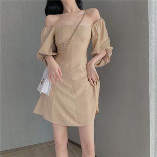 Lantern-sleeve Square Collar Mini Dress