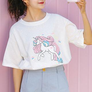 Unicorn Short-sleeve T-shirt White - One Size