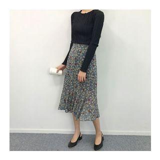 Floral Patterned Ruffle-hem Skirt