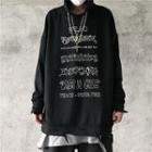 Distressed Hem Lettering Hooded Sweatshirt