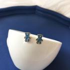 Bear Alloy Earring 1 Pair - Stud Earrings - Dark Blue & Gold - One Size