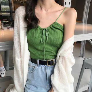 Shirred Camisole Top / Ribbed Cardigan