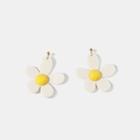 Acrylic Flower Dangle Earring Off-white - One Size