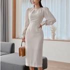 Long-sleeve Straight-fit Midi Dress