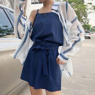 Striped Shirt / Set: Camisole Top + Wide-leg Shorts