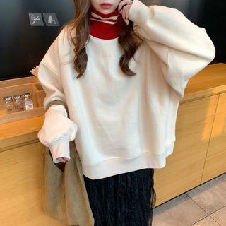 Striped Turtleneck Pullover / Sleeveless Midi A-line Dress