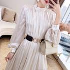 Long-sleeve Mock-neck A-line Maxi Dress
