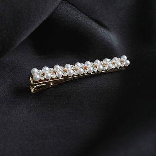 Double Beaded Hair Clip Gold - One Size