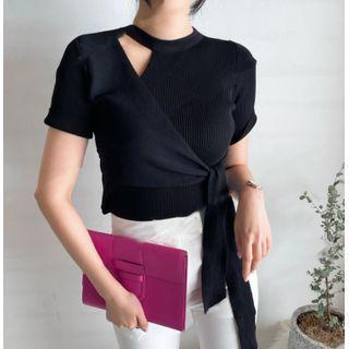 Short-sleeve Cut-out Knit Top