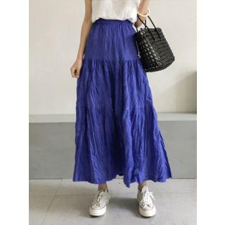 Crinkled Maxi Tiered Skirt