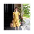 Scallop-neckline Short-sleeve A-line Dress
