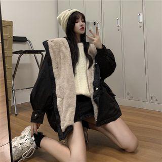 Fleece-lined Button-up Padded Jacket