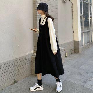 Midi Overall Dress / Mock-neck Pullover
