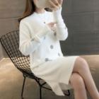 Long-sleeve Snowflake Embroidered Knit Dress