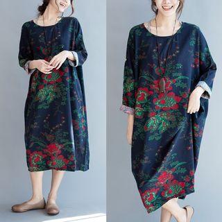 Oversized Floral Midi Dress