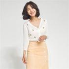 Pineapple Embroidered Summer Cardigan White - One Size