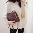Faux Leather Zip Crossbody Bag Wine Red - One Size