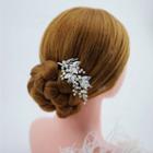 Wedding Faux Pearl Leaf Hair Silver - One Size