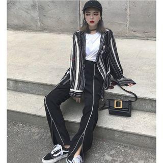 Striped Shirt / Zip Sweatpants
