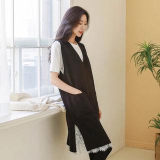 Dual-pocket Knit Vest Dress