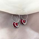 Heart Rhinestone Alloy Dangle Earring 1 Pair - Silver Needle - Red - One Size
