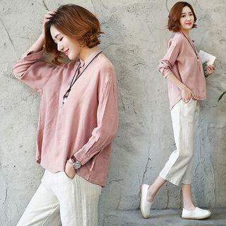 Mandarin Collared 3/4-sleeve Top
