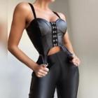 Sleeveless Hook-and-eye Top / Skinny Pants / Set