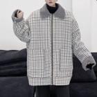 Fleece-lined Plaid Oversize Jacket