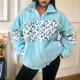 Leopard Panel Zip Jacket