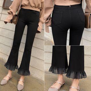 Frilled Hem Boot-cut Pants