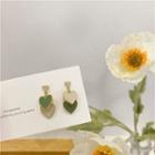 Sterling Silver Two-tone Heart Drop Earring 1 Pair - Green - One Size