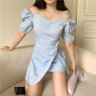 Short-sleeve Off-shoulder Asymmetric Dress