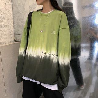 Tie-dye Lettering Sweatshirt Green - One Size