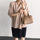 3/4-sleeve Color-block Knit Dress