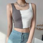 Square-neck Color Block Cropped Tank Top