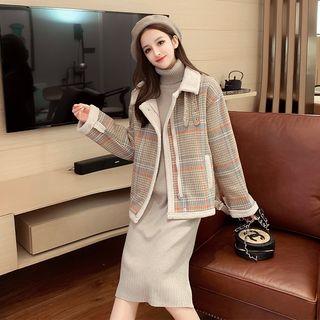 Fleece-lined Check Loose-fit Jacket